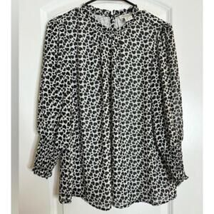 Rachel Zoe Sz  Large  Black White Heart Print Blouse